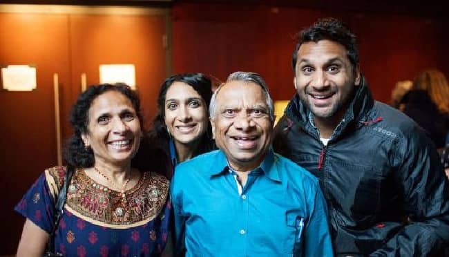 Geeta Patel with her parents and brother